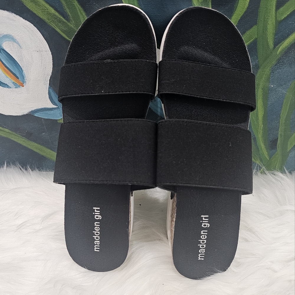 Madden Girl Black Double Strap Sandals